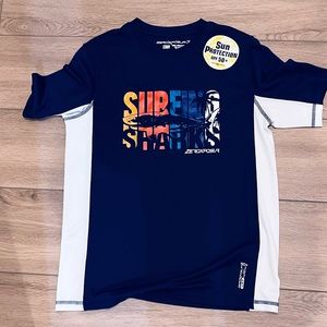 ZeroXposur Kids Surf Shark Swim Shirt - Blue and White